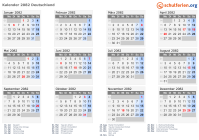 Kalender 2082 mit Ferien und Feiertagen Deutschland