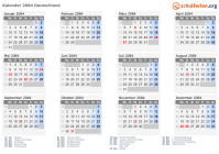 Kalender 2084 mit Ferien und Feiertagen Deutschland