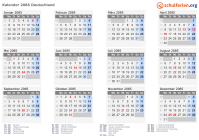 Kalender 2085 mit Ferien und Feiertagen Deutschland