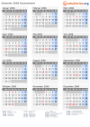 Kalender 2096 mit Ferien und Feiertagen Deutschland